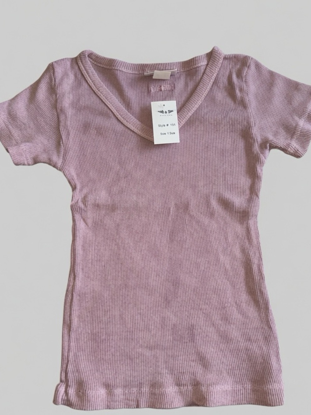 Hard Tail Forever Light Pink Ribbed V-Neck Tee Shirt One Size Made in USA